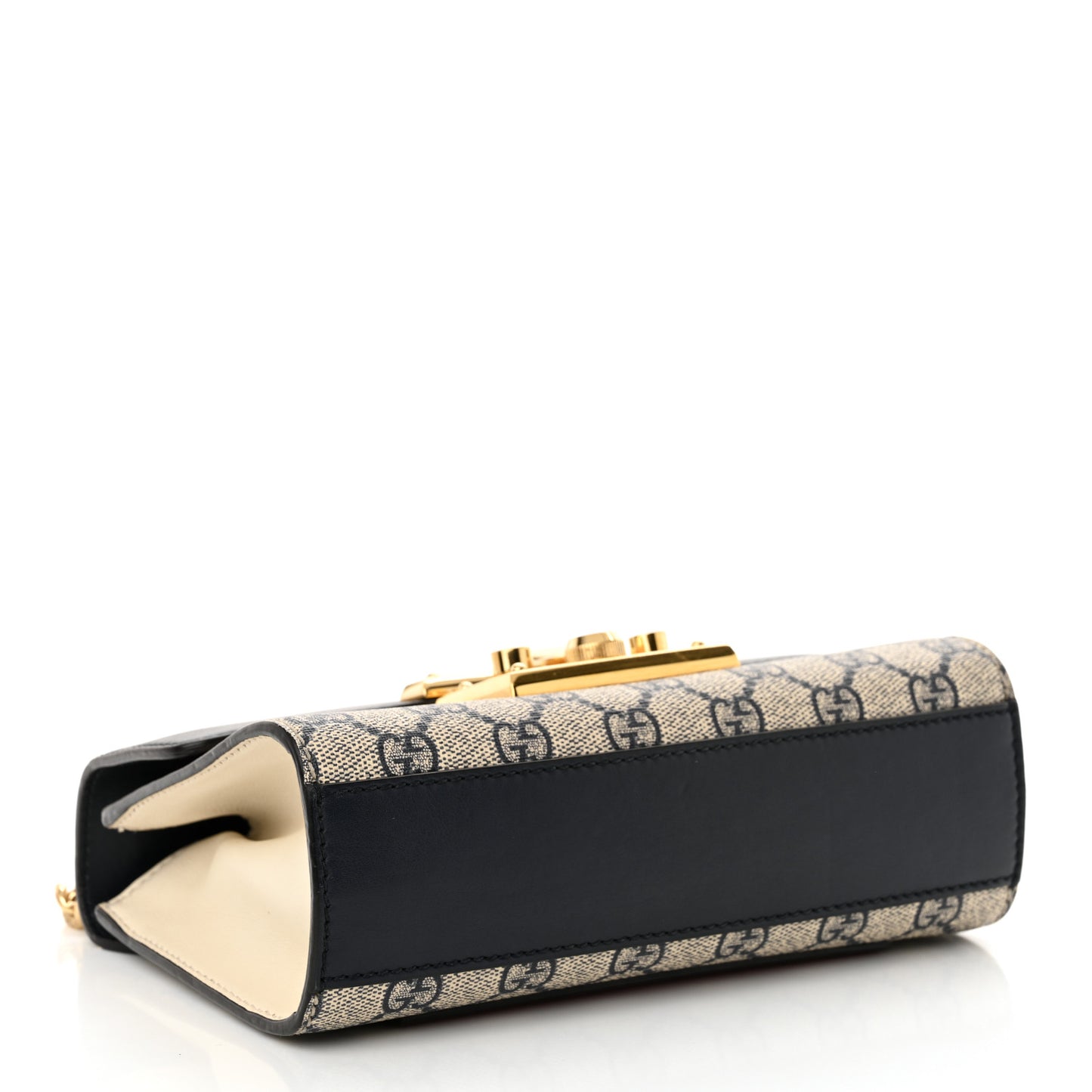 GG Supreme Monogram Moon Calfskin Small Padlock Shoulder Bag Beige Blue Mystic White Hibiscus Red