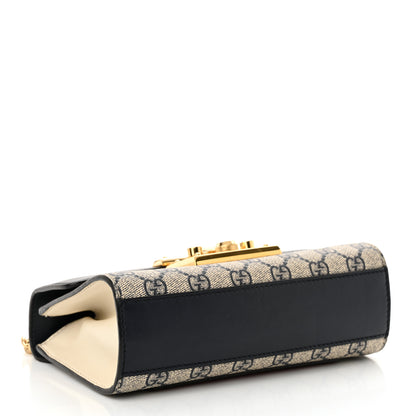 Gucci GG Supreme Monogram Moon Calfskin Small Padlock Shoulder Bag Beige Blue Mystic White Hibiscus Red 4 of 13