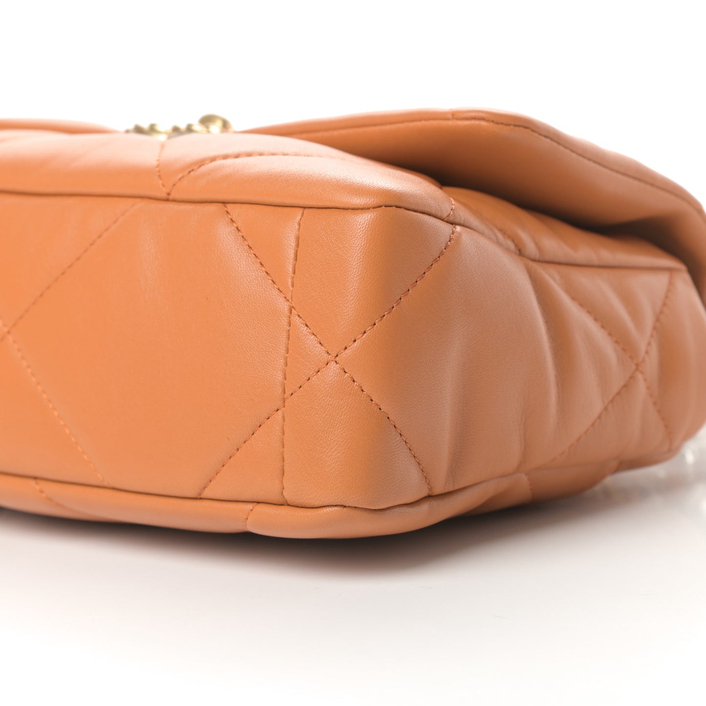 Lambskin Quilted Medium Chanel 19 Flap Light Brown