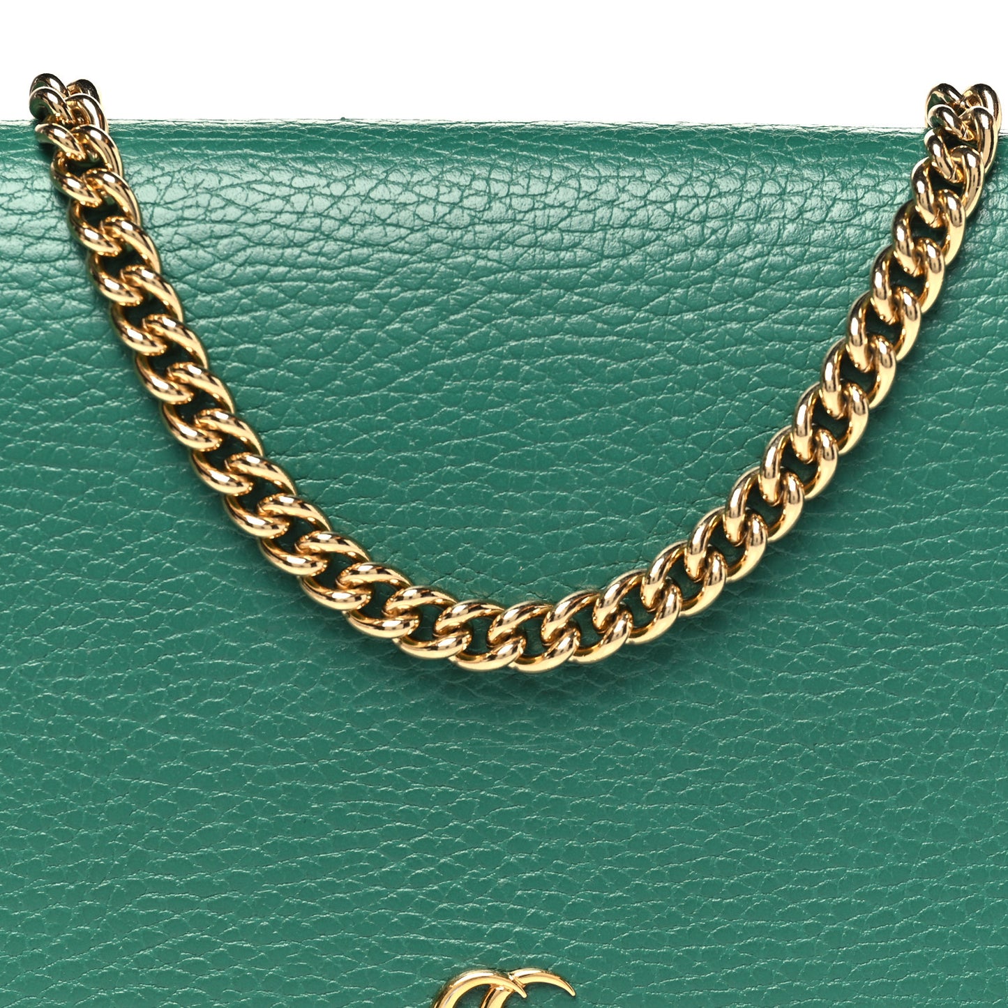 Dollar Calfskin Mini GG Marmont Chain Wallet Emerald Green Salvy Green