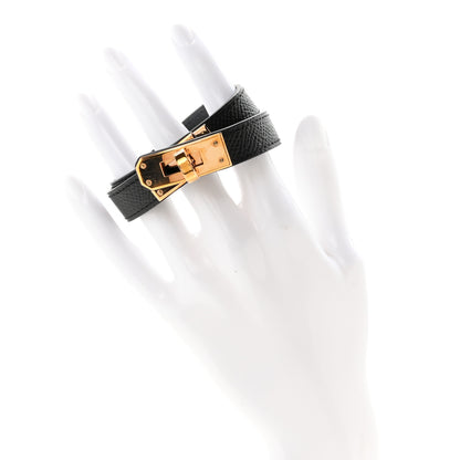 Hermes Epsom Kelly Double Tour Bracelet S Black 2 of 6