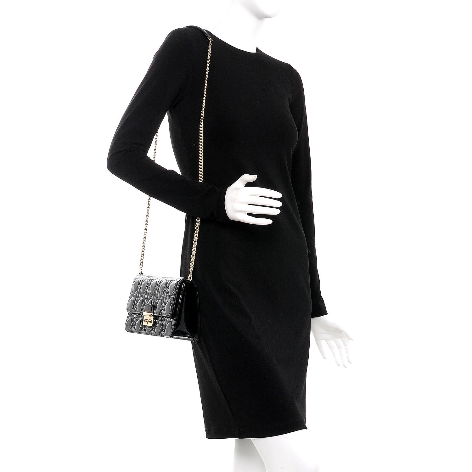 Christian Dior Patent Cannage Miss Dior Promenade Pouch Black 2 of 8