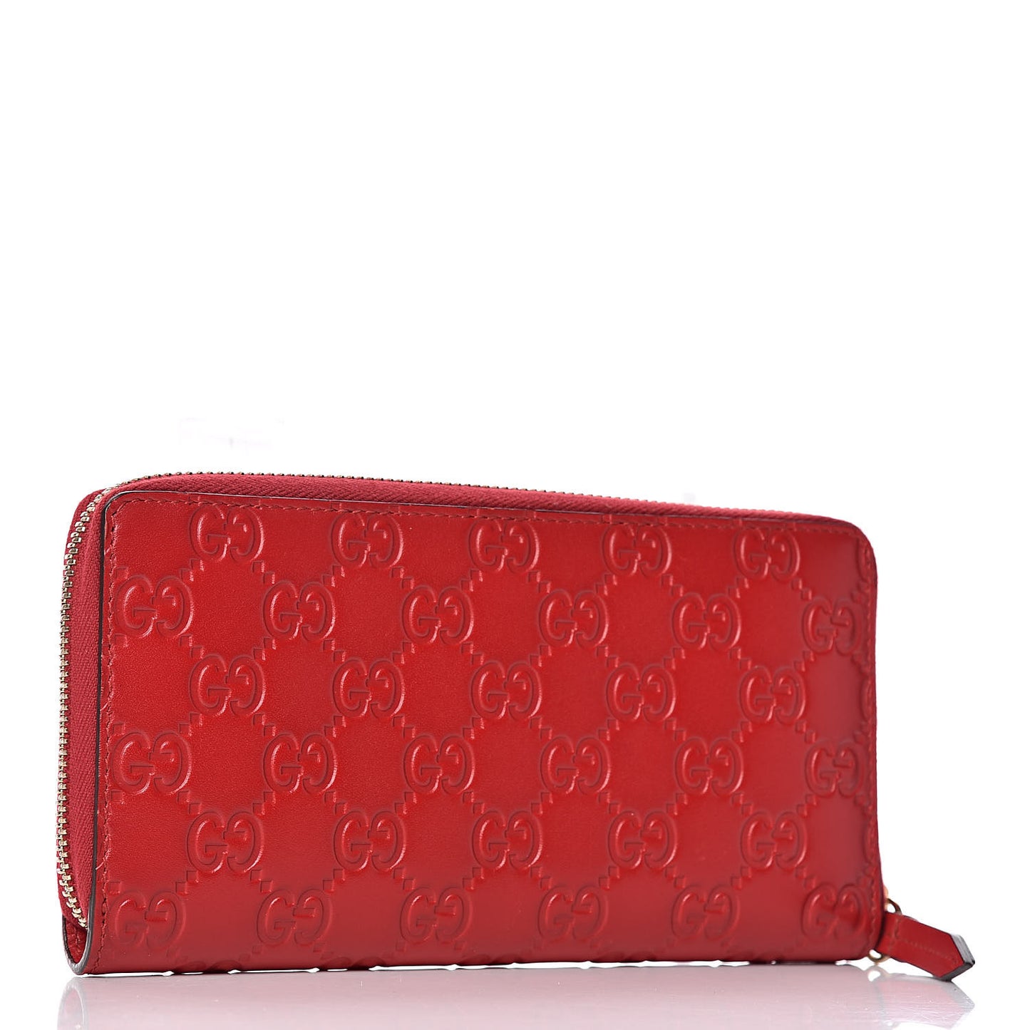 Guccissima Signature Zip Around Wallet Hibiscus Red