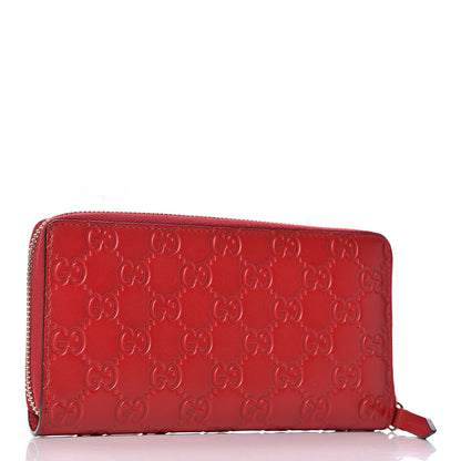 Gucci Guccissima Signature Zip Around Wallet Hibiscus Red 3 of 9