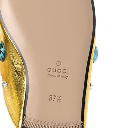 Gucci Metallic Nappa Crystal Womens Princetown Slippers 37.5 Gold 8 of 10