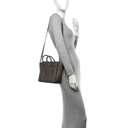Celine Drummed Calfskin Nano Luggage Souris 2 of 18