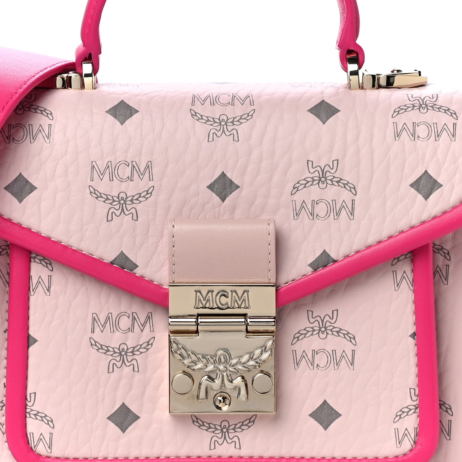 MCM Visetos Small Patricia Satchel Pink 7 of 9