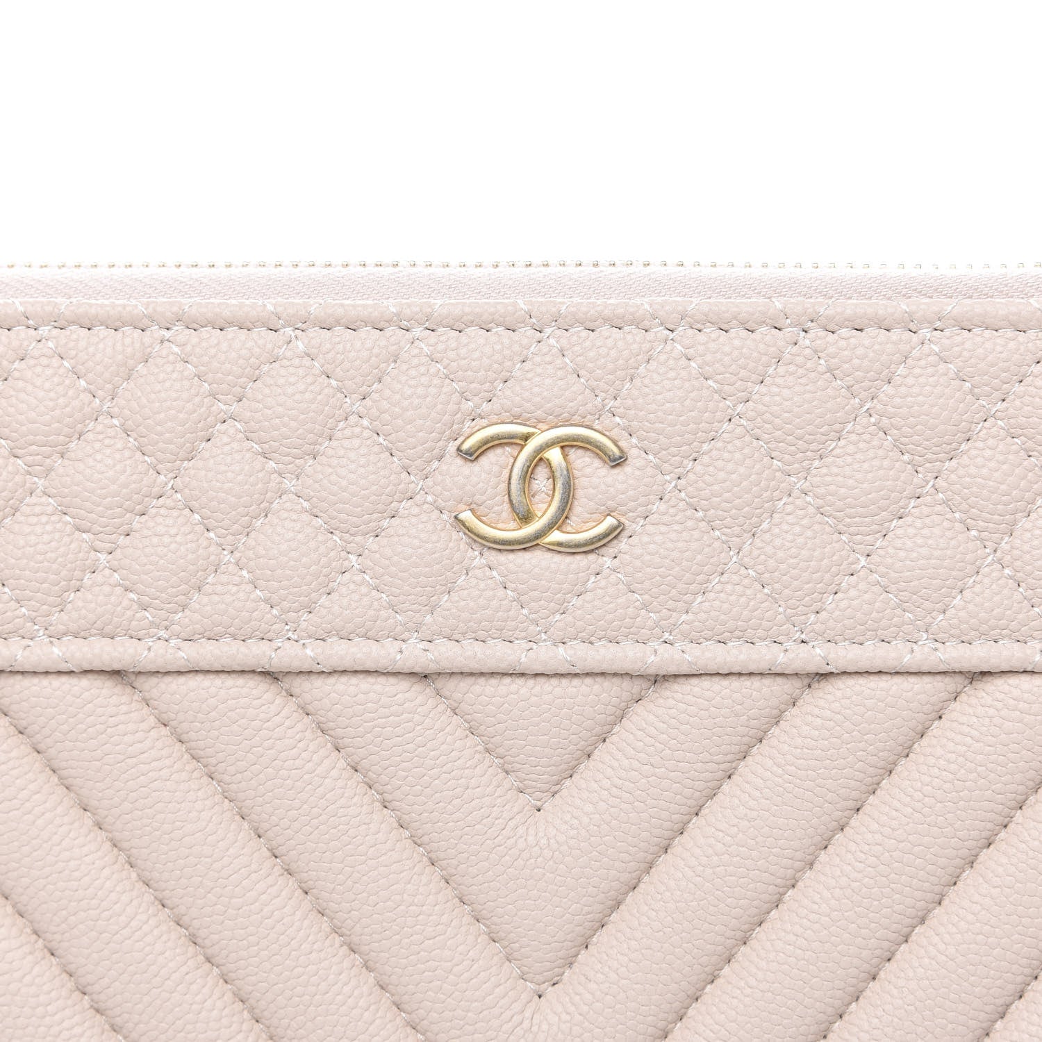 Chanel Caviar Chevron Quilted Large Cosmetic Case Light Pink 9 of 10