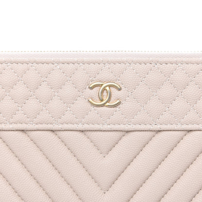 Chanel Caviar Chevron Quilted Large Cosmetic Case Light Pink 9 of 10