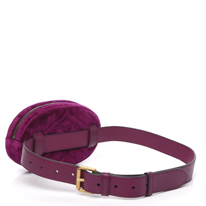 Gucci Velvet Matelasse GG Marmont Belt Bag 85 34 Fuchsia Violet Cyclamen 4 of 10