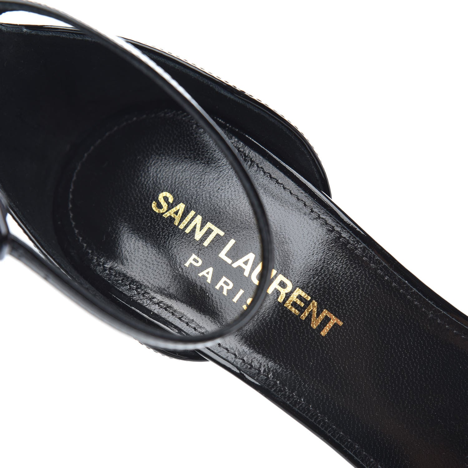 Saint Laurent Patent Calfskin Opyum 110 Sandals 36 Black Gold 6 of 8