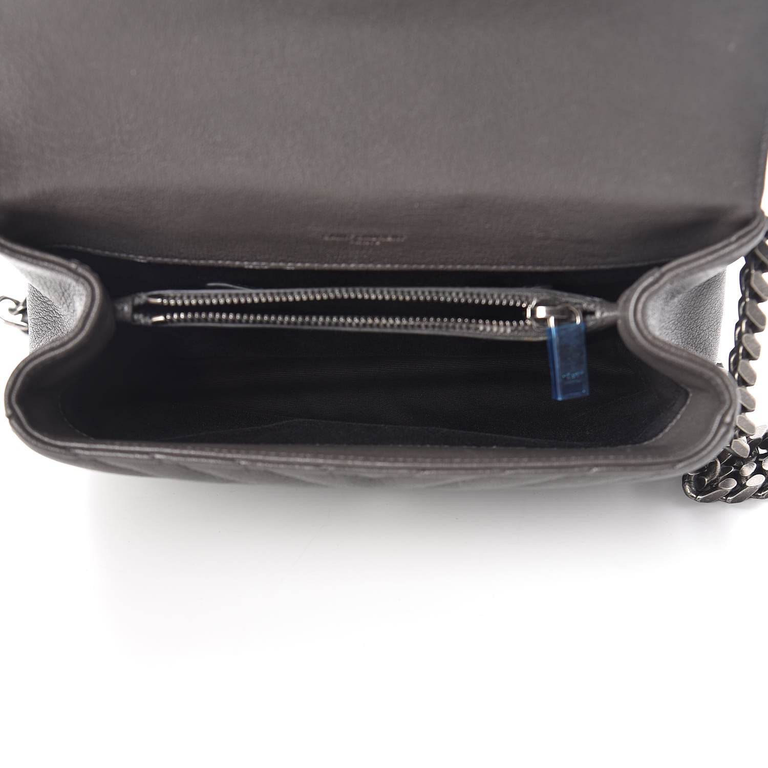 Saint Laurent Sheepskin Matelasse Chevron Monogram Medium College Bag Asphalt 5 of 12