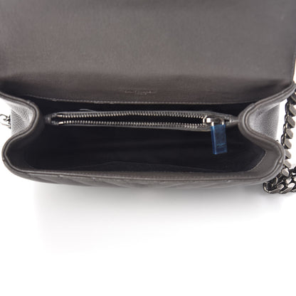 Saint Laurent Sheepskin Matelasse Chevron Monogram Medium College Bag Asphalt 5 of 12
