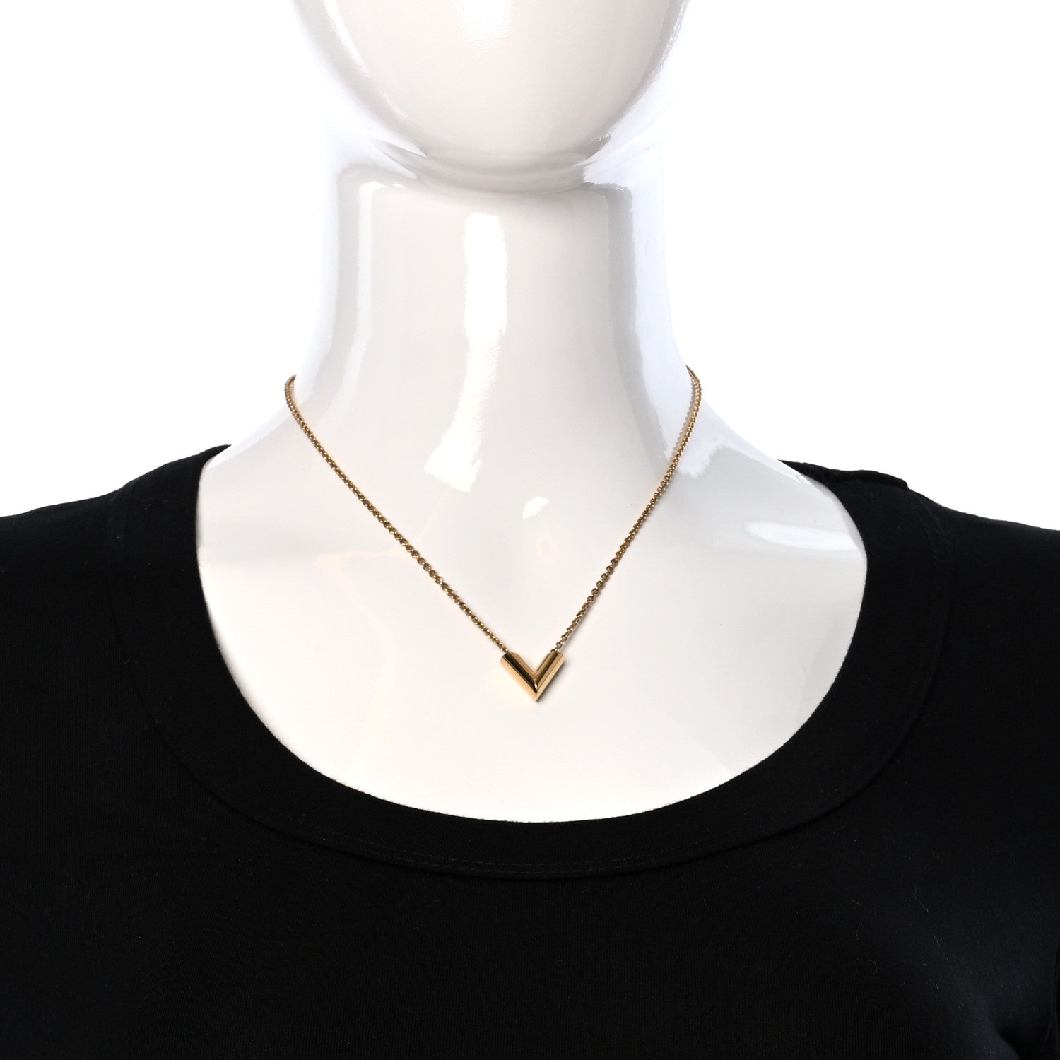 Louis Vuitton Essential V Necklace Gold 3 of 4