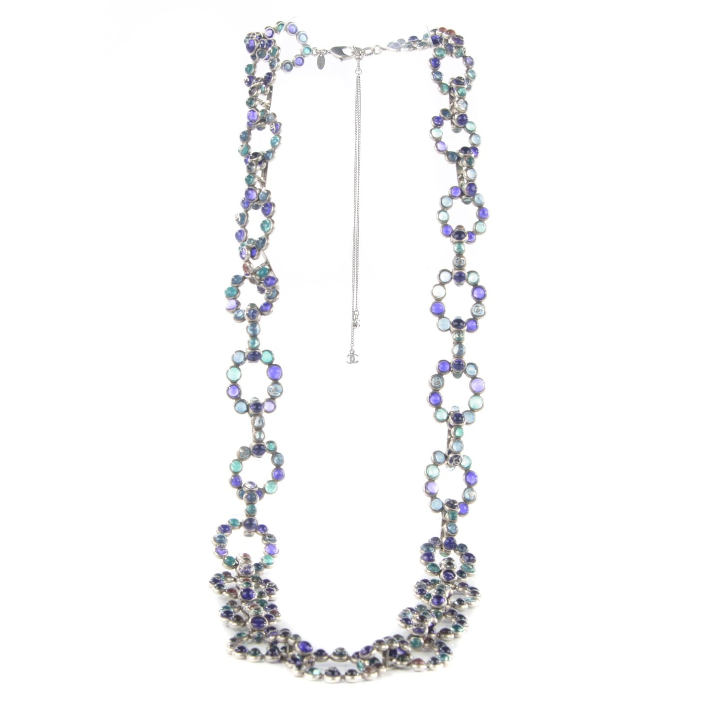 Gripoix Poured Glass CC Necklace Purple Green