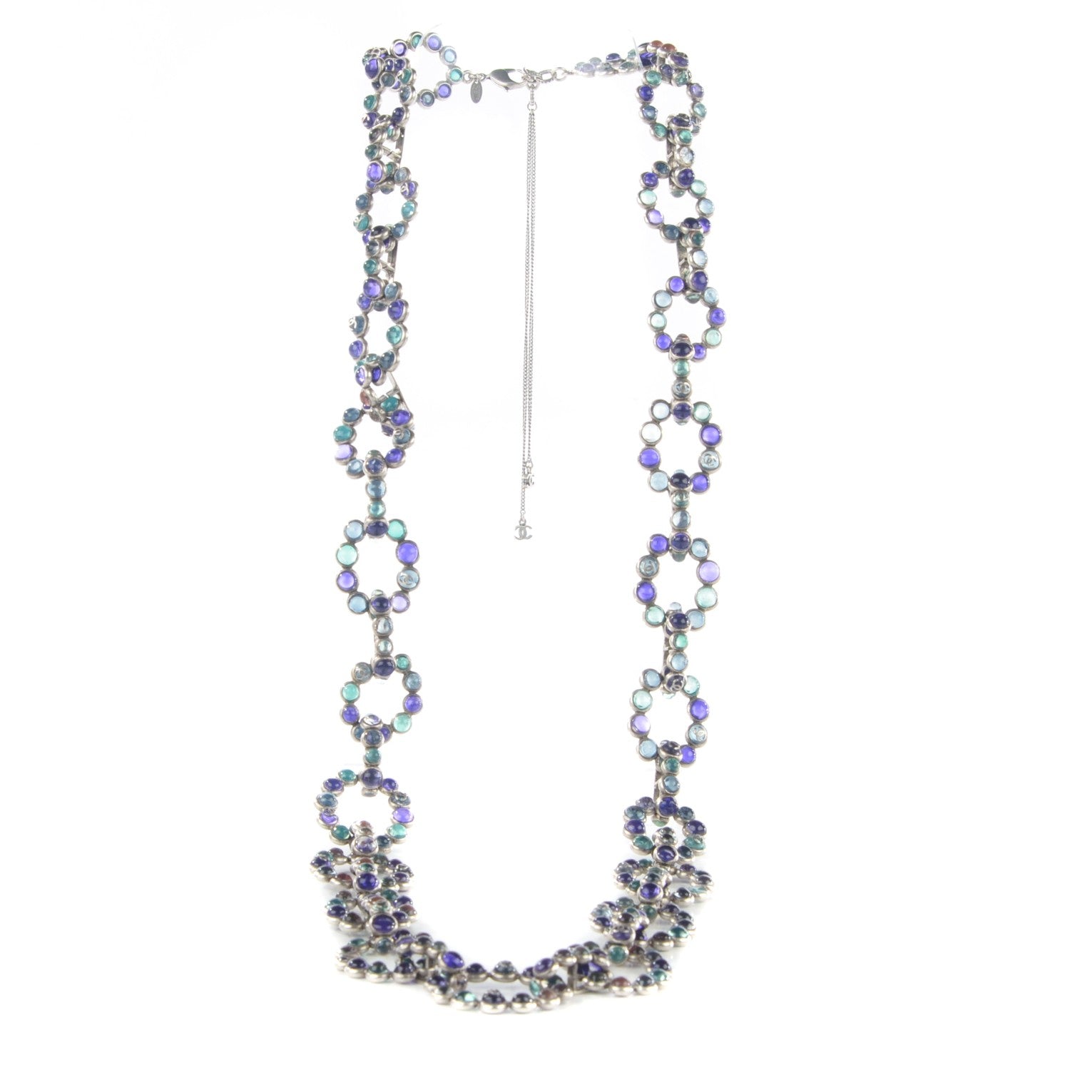 Chanel Gripoix Poured Glass CC Necklace Purple Green 1 of 7