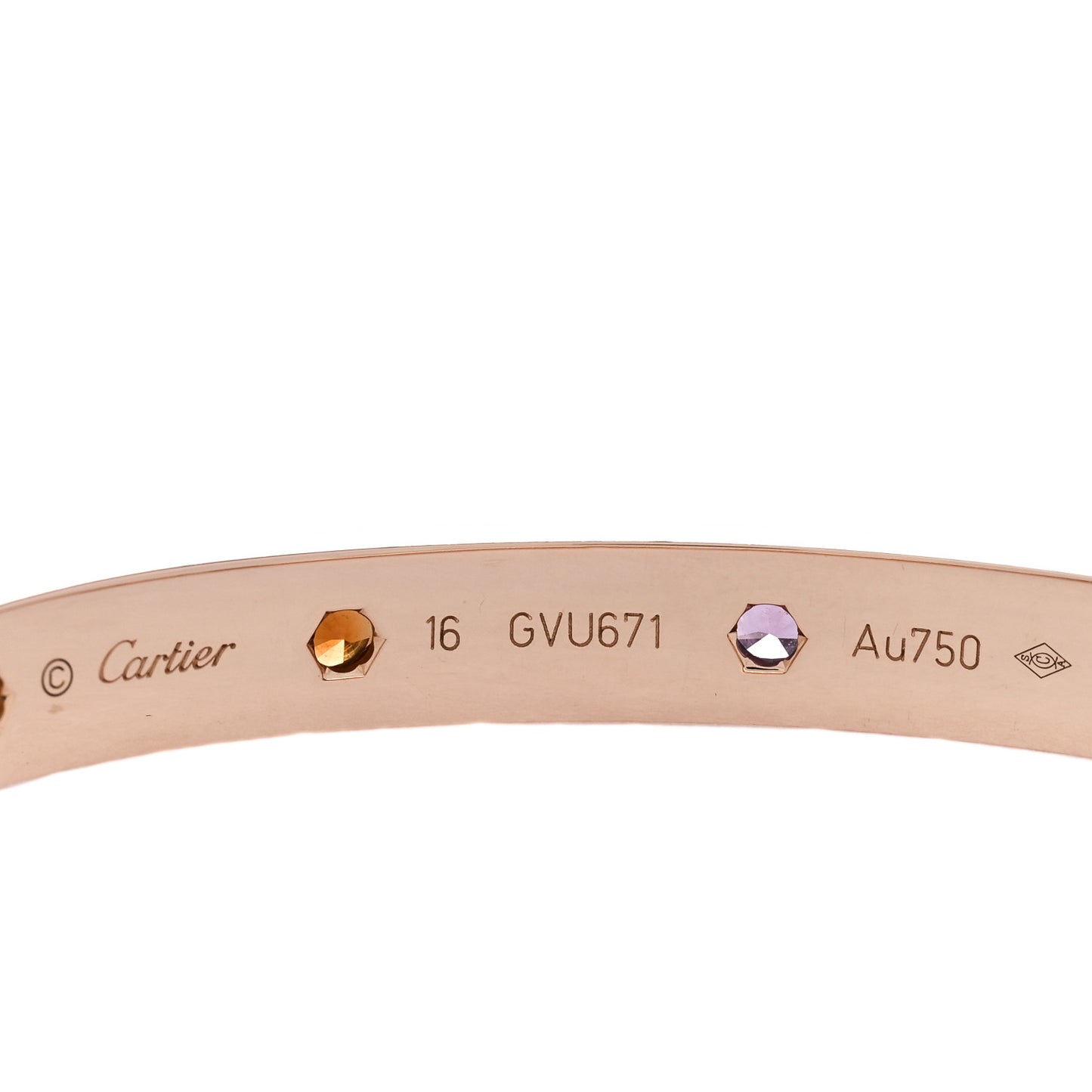 18K Pink Gold Sapphire Garnet Amethyst LOVE Bracelet 16
