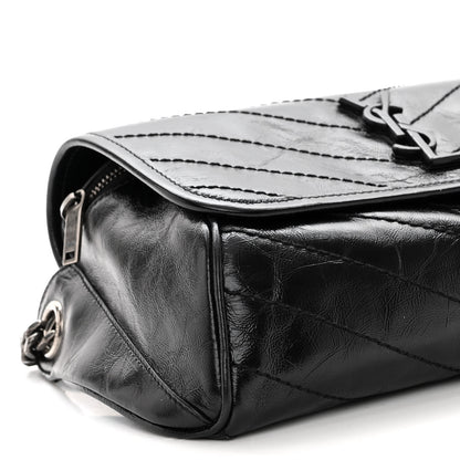 Saint Laurent Crinkled Calfskin Matelasse Monogram Niki Body Bag Black 8 of 9