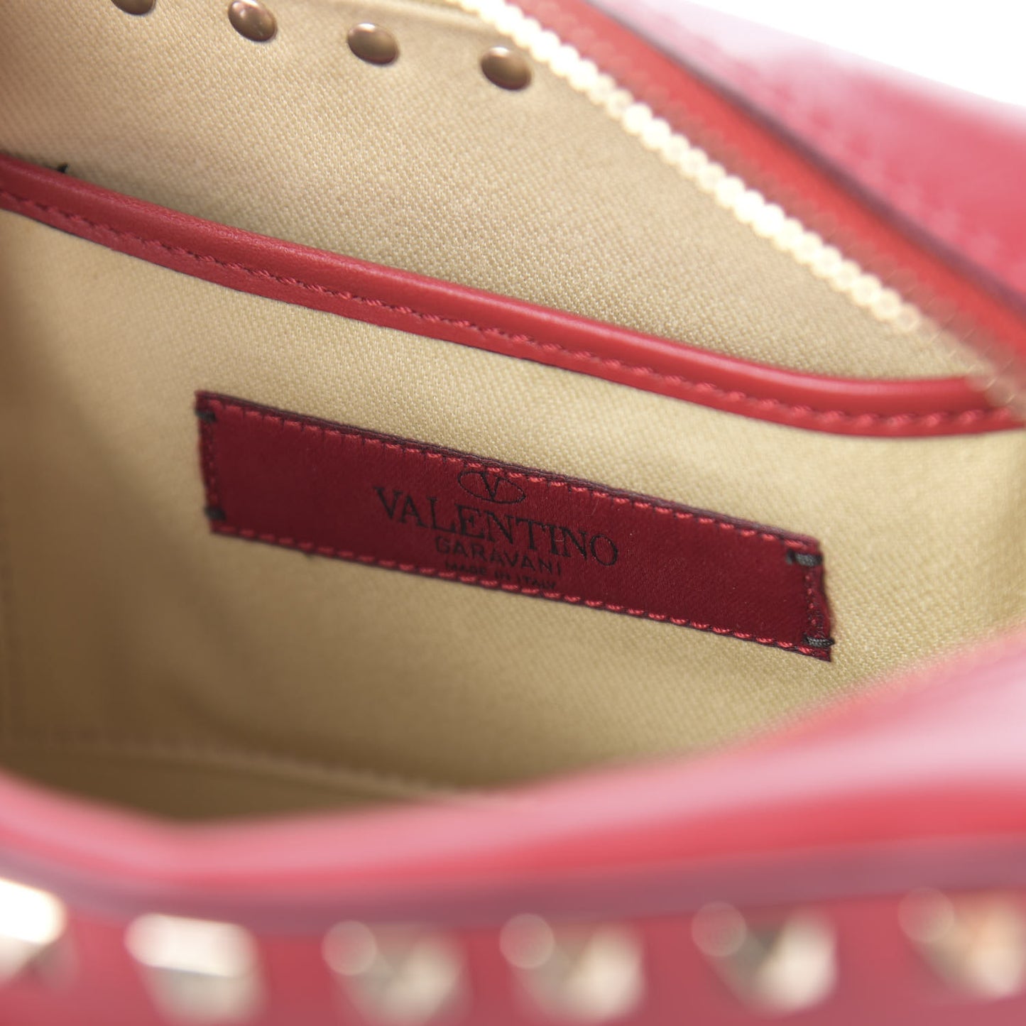Calfskin Rockstud Camera Crossbody Bag Red