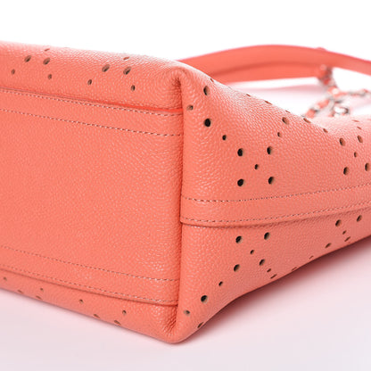 Chanel Perforated Grained Calfskin Small Shopping Tote Coral Beige 9 of 10