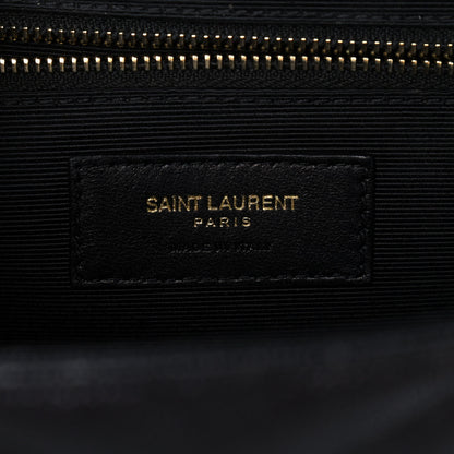 Saint Laurent Grain De Poudre Matelasse Chevron Large Monogram Satchel Black 6 of 13
