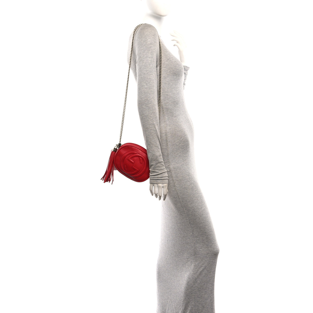 Gucci Pebbled Calfskin Mini Soho Chain Bag Tabasco Red 2 of 10