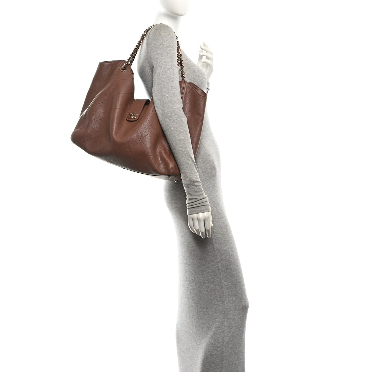 Chanel Grained Calfskin Maxi Shopping Bag Brown 2 of 11
