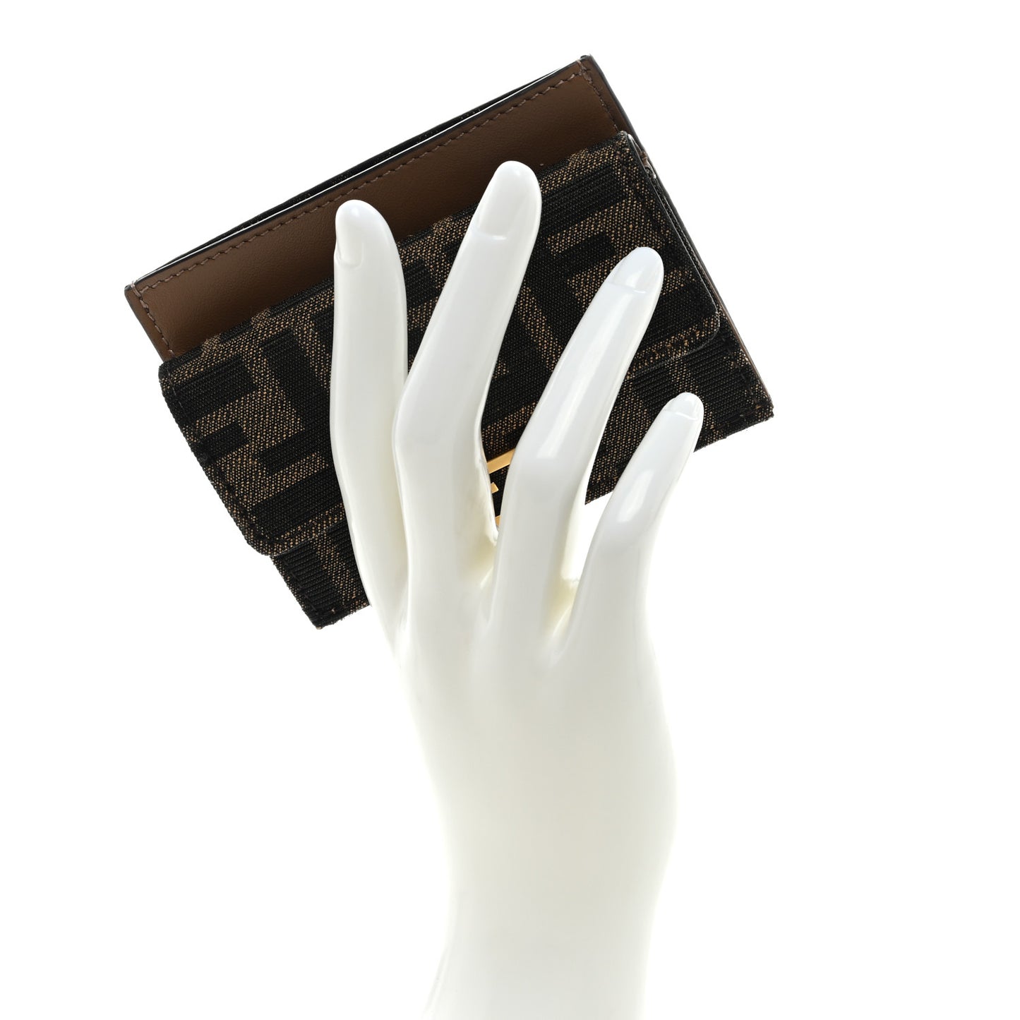 Fabric Jacquard FF 1974 Fold Over Card Holder Wallet Tobacco Moro
