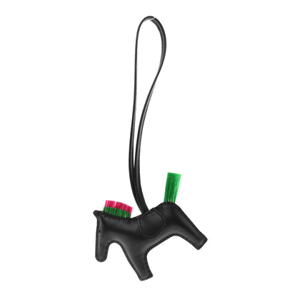 Hermes Milo Lambskin Horse Hair Grigri Rodeo Punk Horse Bag Charm PM Black Menthe Magnolia 1 of 5