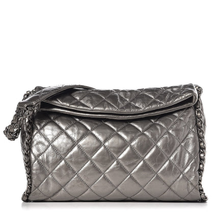 Chanel Metallic Calfskin Quilted Medium Chain Me Hobo Dark Silver 1 of 7