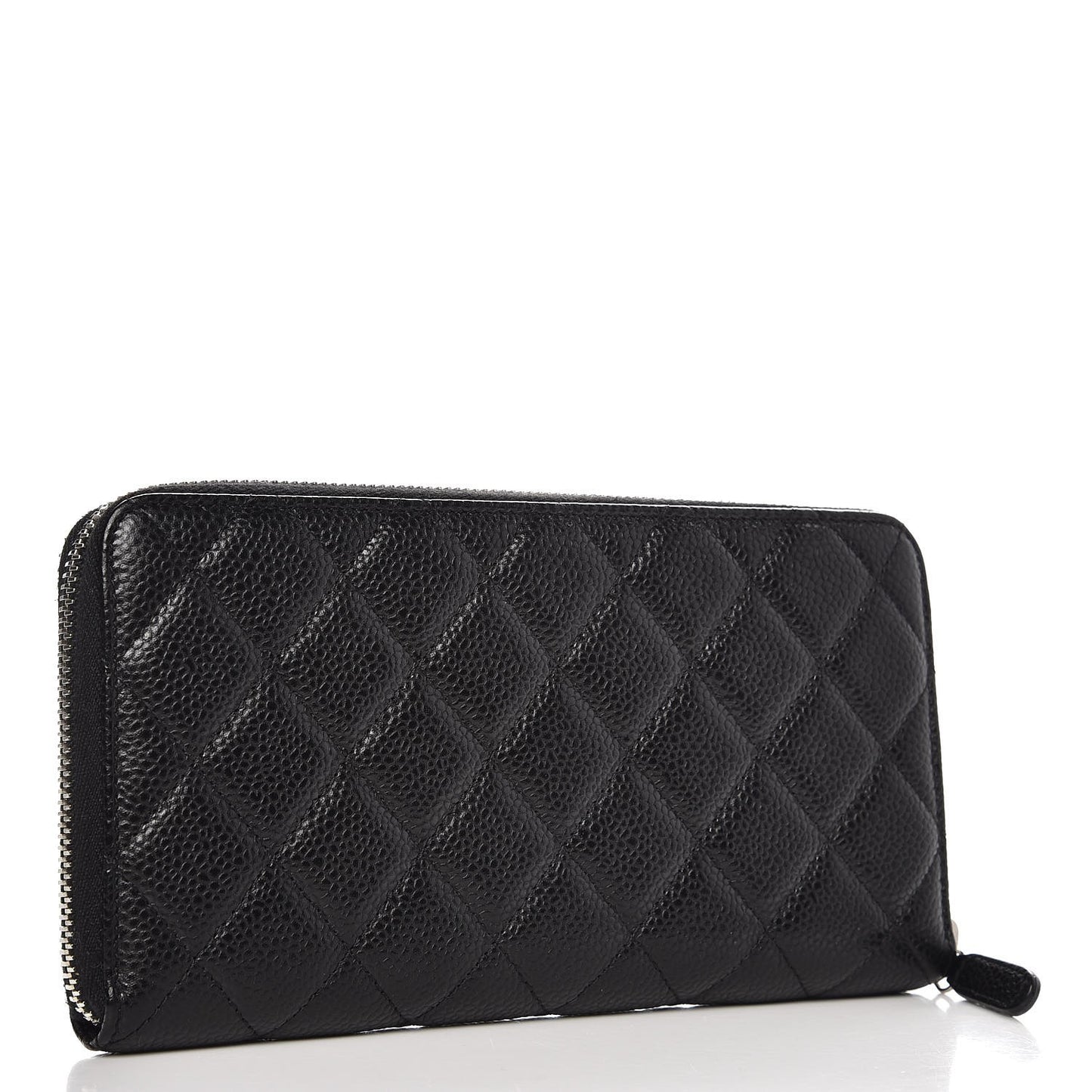 Caviar Quilted Large Gusset Zip Around Wallet Black