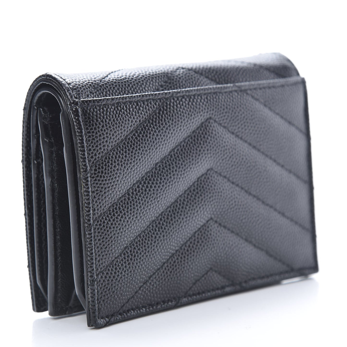 Grain De Poudre Matelasse Chevron Monogram Card Case Black