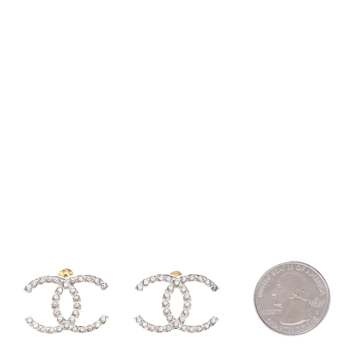 Chanel Baguette Crystal High Society CC Earrings Gold 2 of 5