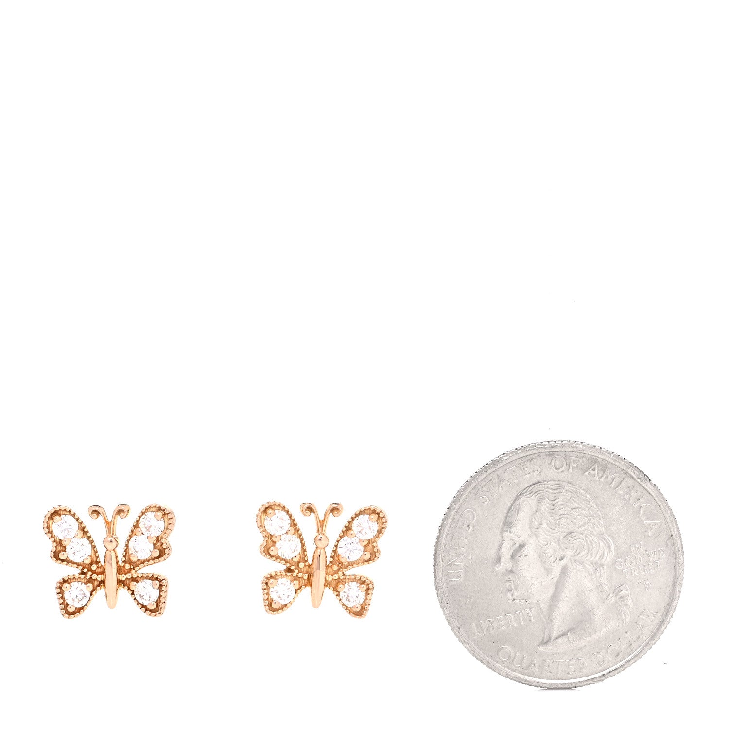 Roberto Coin 18K Rose Gold Diamond Butterfly Earrings 2 of 5