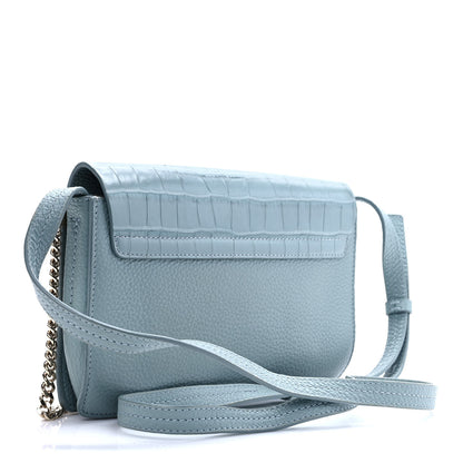 Chloe Calfskin Crocodile Embossed Small Faye Shoulder Bag Faded Blue 2 of 7
