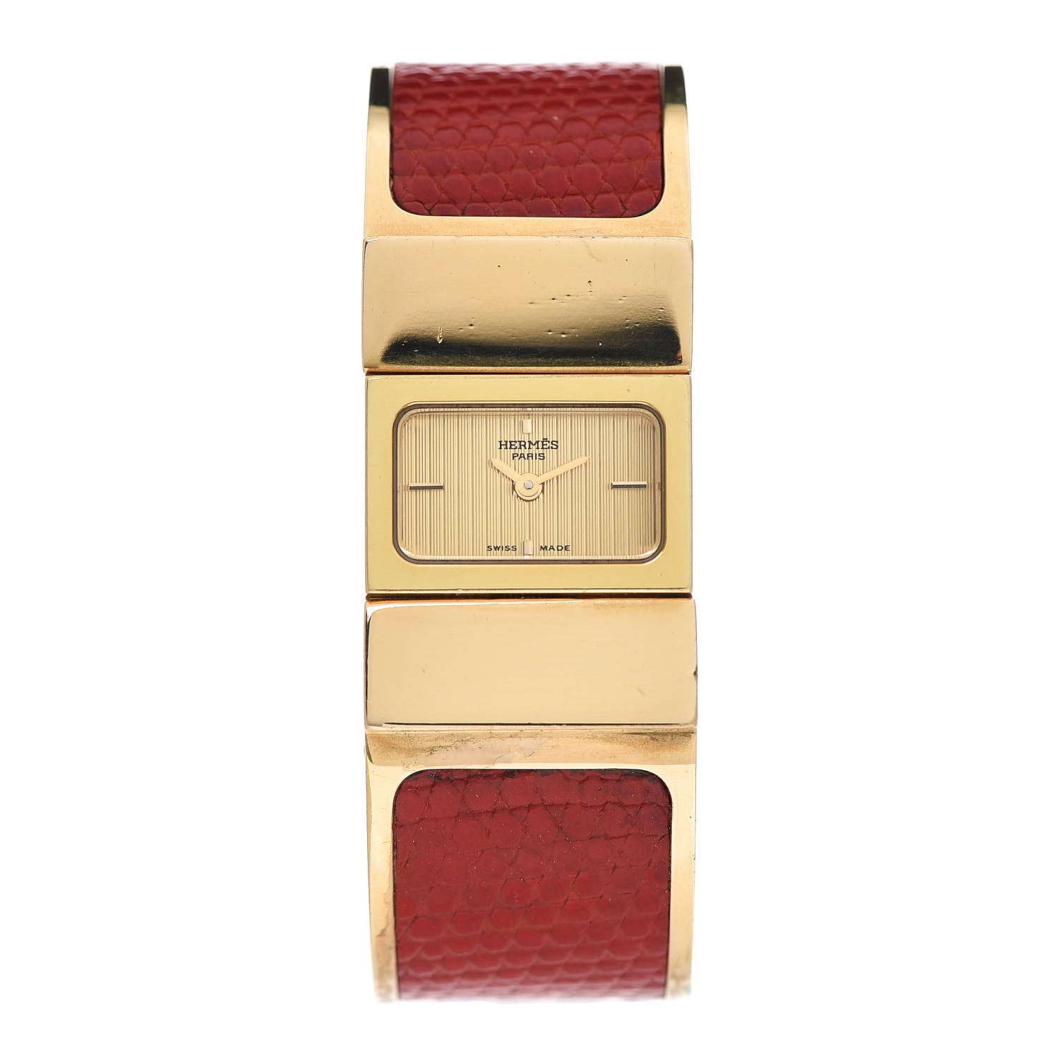 Hermes Stainless Steel Lizard 19mm Loquet Quartz Watch Rouge 1 of 5