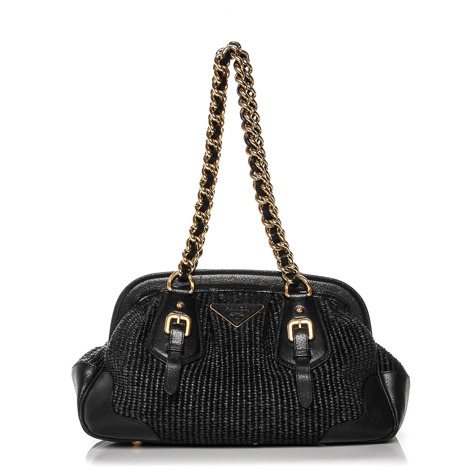 Prada Paglia Cinghiale Frame Tote Black 1 of 6