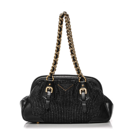 Prada Paglia Cinghiale Frame Tote Black 1 of 6