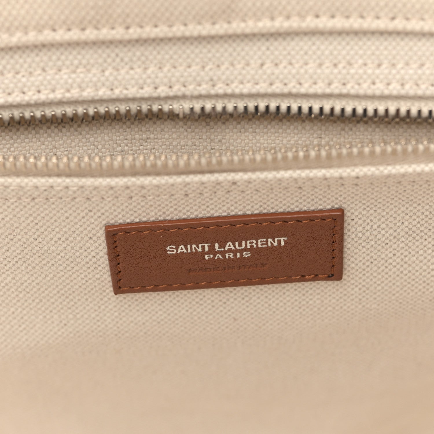 Saint Laurent Linen Calfskin Rive Gauche Maxi Tote Grege et Noir 6 of 8