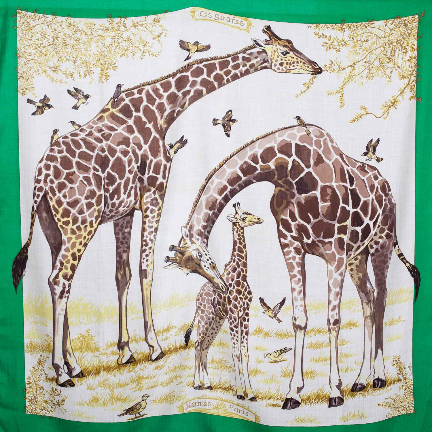 Hermes Cashmere Silk Les Girafes Shawl 140 1 of 8