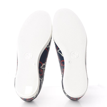 Gucci Calfskin GucciGhost Print Mens Low Top Sneakers 8 Blue Agata Hibiscus Red 7 of 8