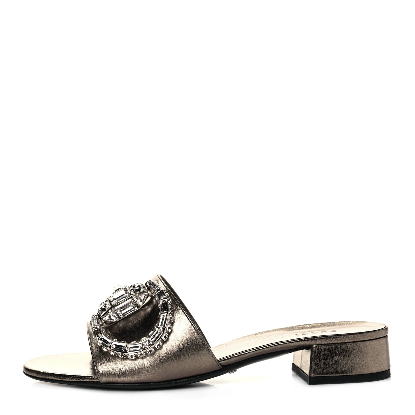 Metallic Nappa Crystal Maxine Horsebit Slide Sandals 40.5 Bronze