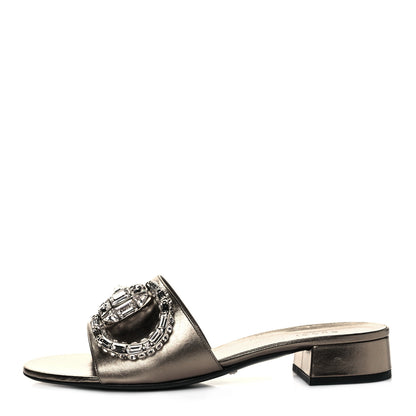 Gucci Metallic Nappa Crystal Maxine Horsebit Slide Sandals 40.5 Bronze 1 of 9