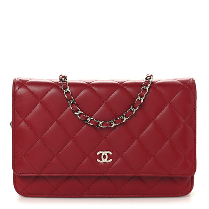 Chanel Lambskin Quilted Wallet On Chain WOC Red 1 of 11
