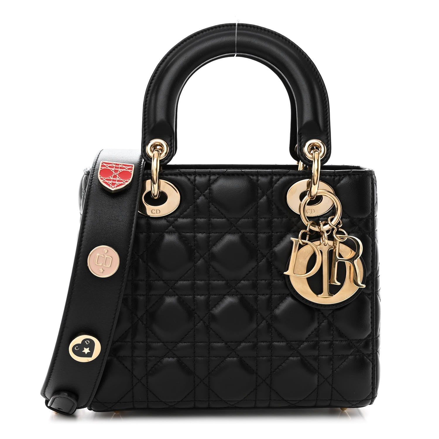 Christian Dior Lambskin Cannage Small Lucky Badges My Lady Dior Black 1 of 9