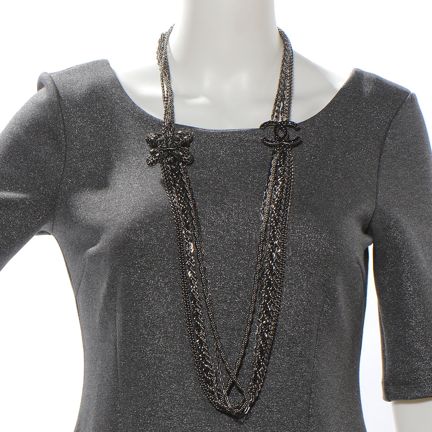 Crystal Ruthenium Layered Chain CC Necklace