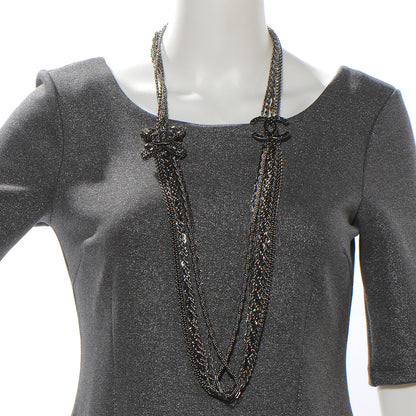 Chanel Crystal Ruthenium Layered Chain CC Necklace 2 of 7