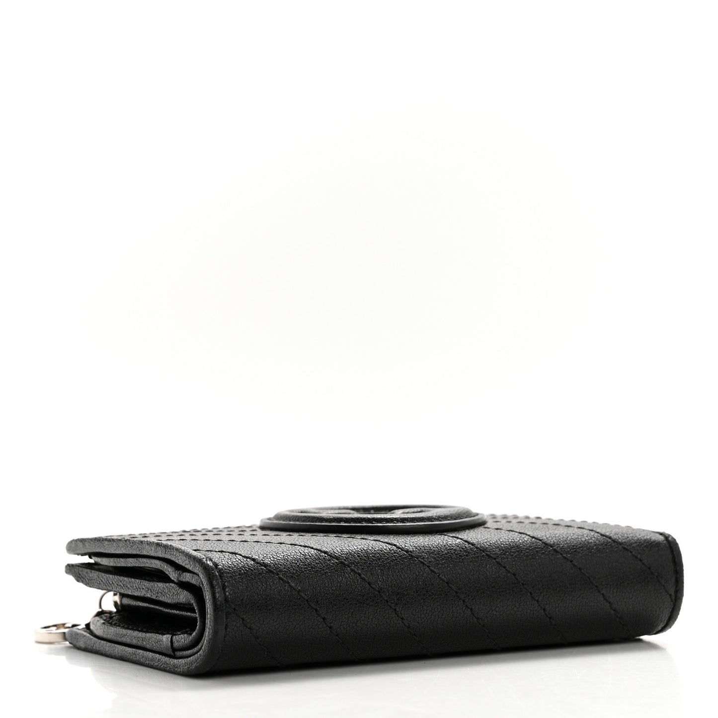 Sakai Be Green Calfskin Diagonal Stitched Blondie Travel Wallet Black