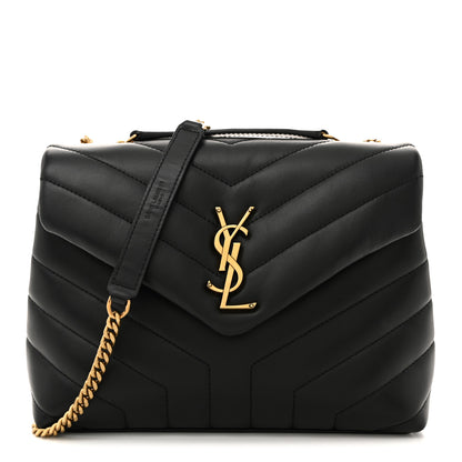 Saint Laurent Calfskin Y Quilted Monogram Small Loulou Chain Satchel Black 1 of 12
