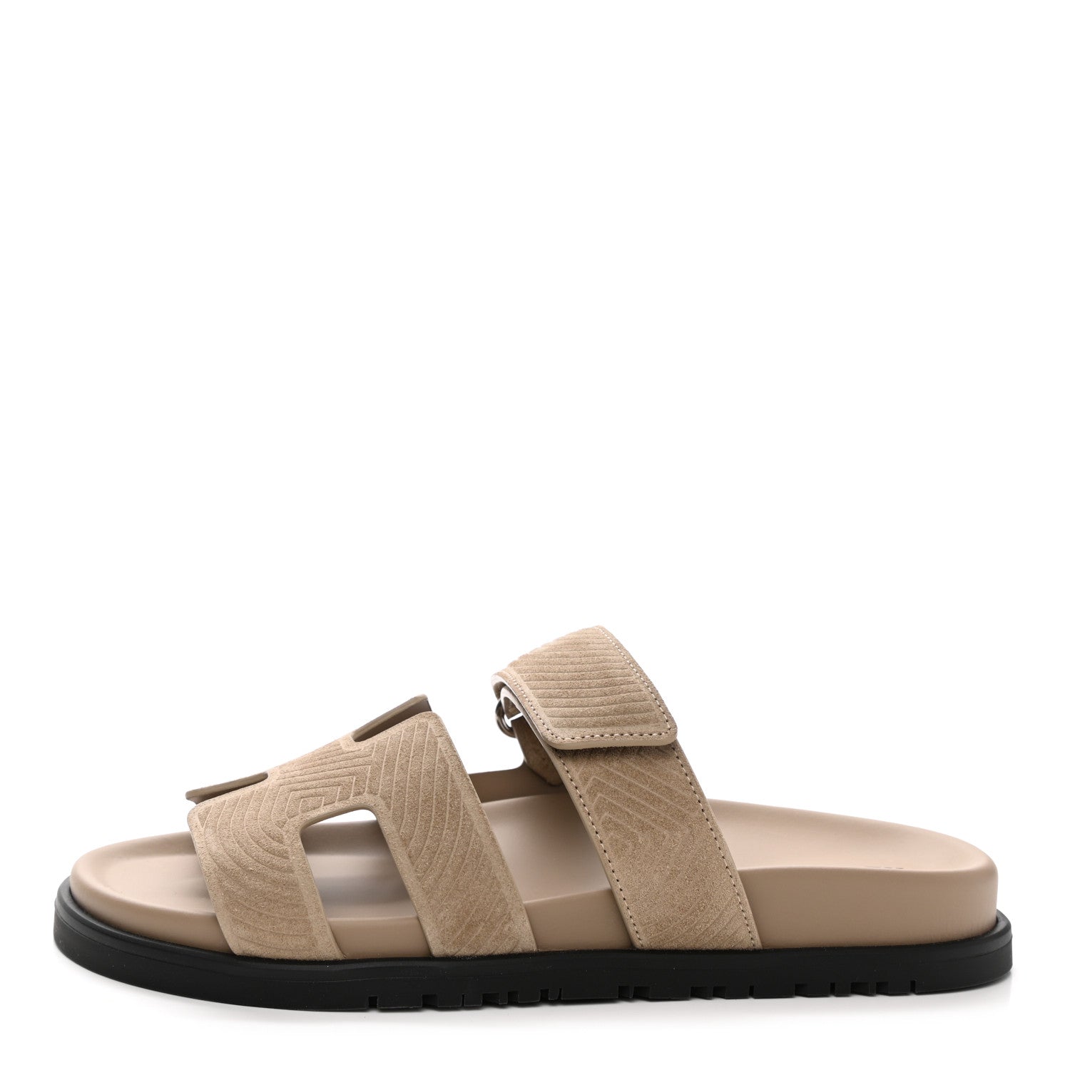 Hermes Suede Goatskin Chaine d'Ancre Womens Chypre Sandals 37 Beige Sable 1 of 11
